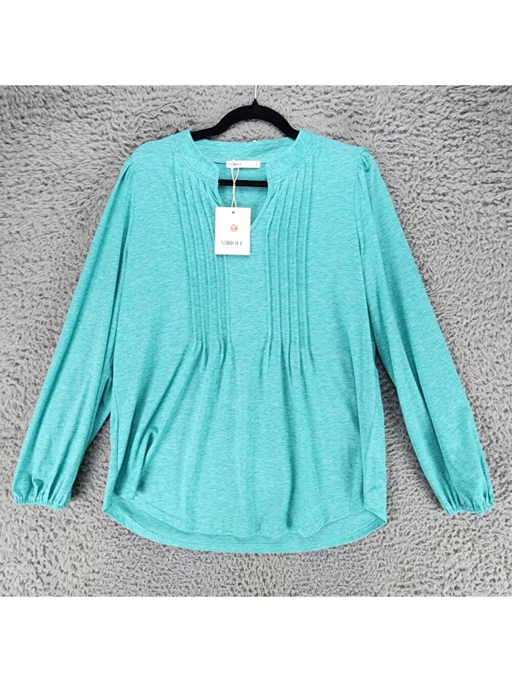 Miholl Top Womens Large Blue Long Sleeve Blouse *NWT*